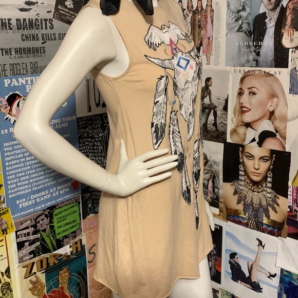 SOLD Wildfox Light Tan Western Motif Minidress - Sz S - Picture 3 of 5